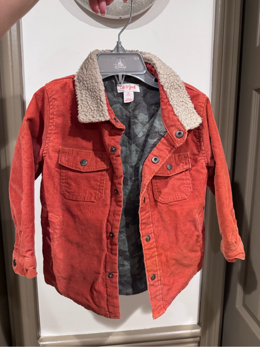 Cat & Jack Rust Orange Corduroy Jacket with Cream Sherpa Collar